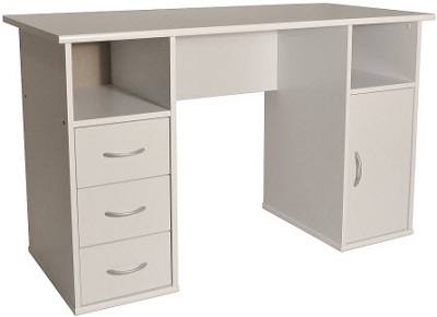 Bà n là m việc 1m2 mầu trắng ba ngăn kéo 2 ngăn trống 1 ngăn mở cánh