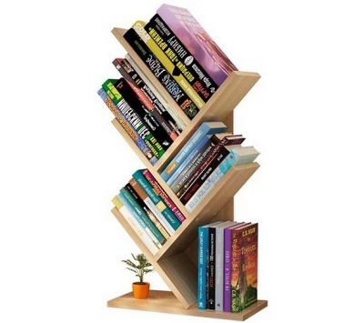 Kệ sách xương cá dáng đứng gỗ ép vân gỗ sồi