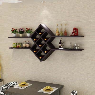 Kệ rượu treo tưá»ng mầu Ä‘en 2 tầng trang trà phòng khách phòng bếp