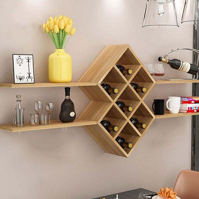 Kệ rượu treo tưá»ng phòng bếp vân sồi
