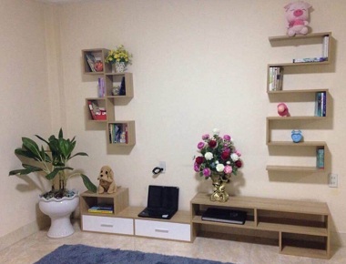 Kệ tivi gỗ ép vân sồi ziczac gỗ công nghiệp MFC hiện đại