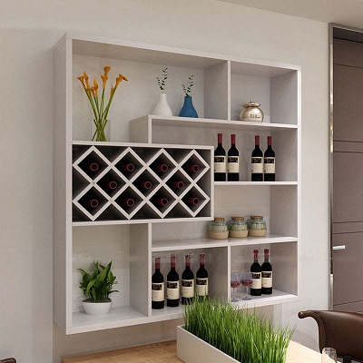 Kệ rượu trang trí hình chữ nhật KR05 kích thước Rộng 115cm màu trắng