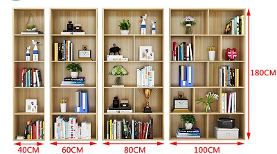 Thiết kế kệ sách dáng đứng nhiều ngăn với nhiều kích thước