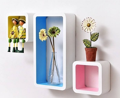 Kệ gỗ công nghiệp găn tường hình vuông, chữ nhật KTV26 trắng, xanh, hồng