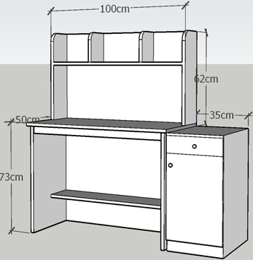 Bàn học gỗ công nghiệp MFC rộng 100cm có hộc rời