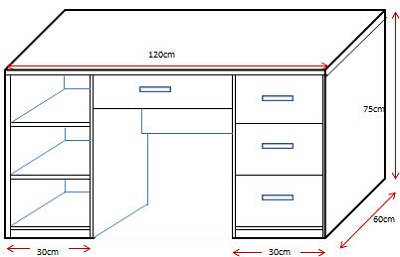 Thiết kế chi tiết bà n là m việc vân sồi