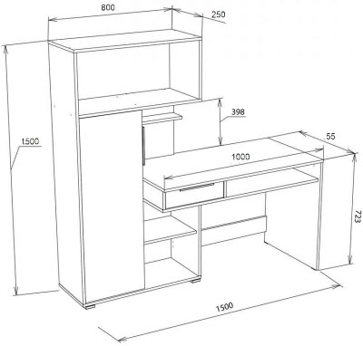 Thiết kế bà n là m việc kệ sách gỗ ép công nghiệp giá rẻ