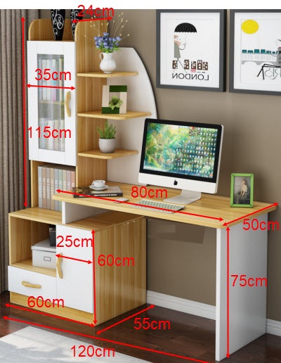 Thiết kế bàn làm việc màu vàng kết hợp màu trắng rộng 120cm đẹp