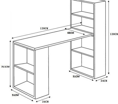 thiết kế bà n là m việc giá sách 1m2 nhiá»u ngăn
