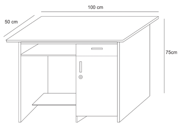 Thiết kế chi tiết bàn làm việc gỗ cao su 1m
