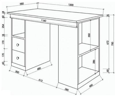 thiết kế bàn làm việc gỗ ép 1m2
