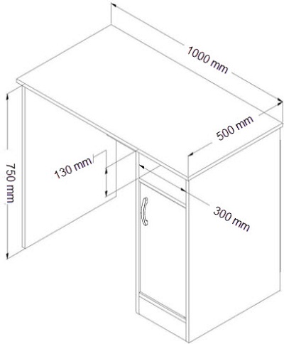 thiết kế bà n là m việc rộng 1m đơn giản