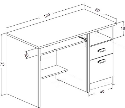 thiết kế bàn sinh viên rộng 1m và 1m2