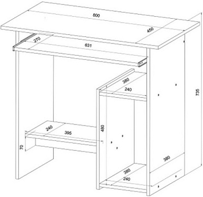 Thiết kế bàn làm việc bàn máy tính 80cm giá rẻ