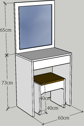 Bà n phấn son 60cm gỗ ép MDF BP25 thiết kế