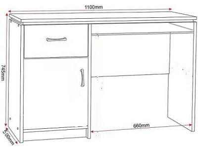 Thiết kế bàn làm việc văn phòng 110cm
