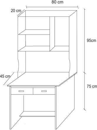 THiết kế bà n là m việc rộng 1m kết hợp giá sách