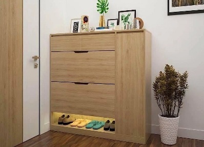 Tá»§ giầy thông minh 2 cánh láºt 1 cánh mở bản lá» 2 ngăn kéo