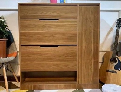 Tá»§ giầy dép mầu nâu 2 cánh láºt vân gá»— hiện đại