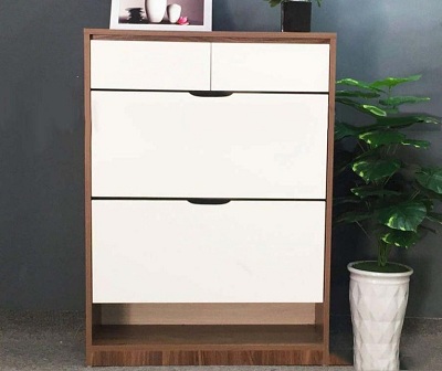 Tá»§ giầy thông minh 2 cánh láºt có ngăn kéo phụ hiện đại