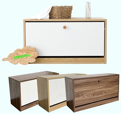 Tá»§ giầy cánh láºt thông minh mà u nâu trắng vân gá»—i sồi đẹp