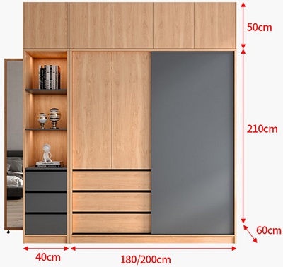 Tá»§ quần áo gá»— MDF kiểu dáng hiện đại kÃch thước