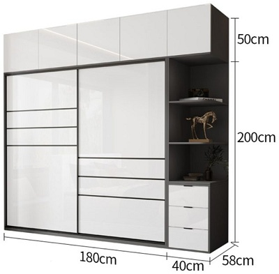 Tủ quần áo 2 cánh cửa lùa 1m80