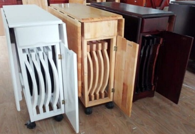 Bà n ăn thông minh ghế gáºp gòn mà u trắng mầu nâu, và ng vân gá»—