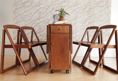 BÀN ĂN THÔNG MINH GỖ SỒI GẤP GỌN(+4 GHẾ) mà u nâu