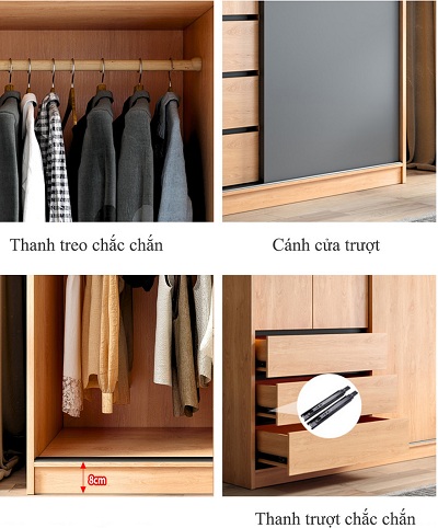 Tủ quần áo gỗ MDF kiểu dáng hiện đại