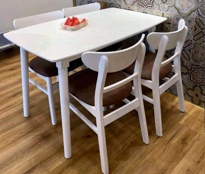 BỘ BÀN ĂN MANGO 120 CM GỖ CAO SU màu trắng