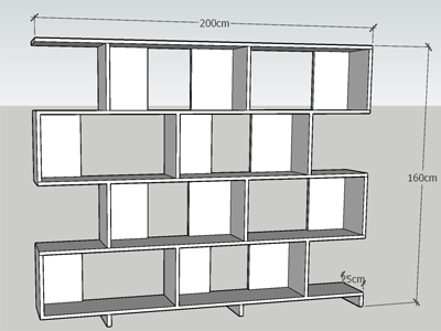 thiết kế Kệ sách đa tầng 2m mà u trắng kết hợp vân sồi KTV75 Rộng 200 cm