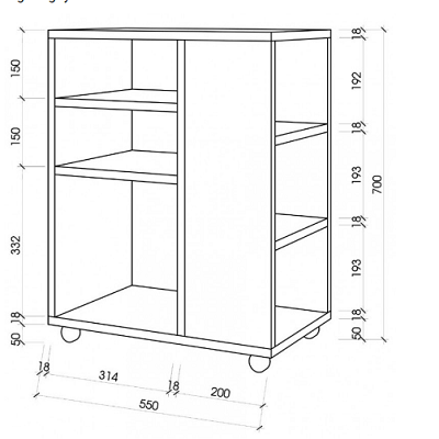 thiết kế Kệ sách di động gỗ công nghiệp giá rẻ KTV74