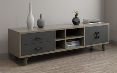 Thiết kế tối giản với 2 ngăn phụ cánh mở, 2 ngăn kéo để đồ thuận tiện trong việc sử dụng và trang trí.
