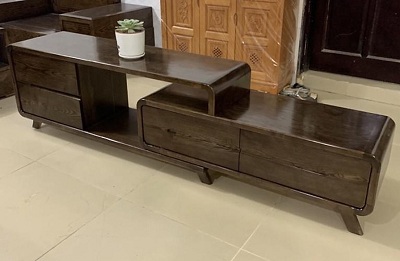 Kệ tivi thông minh gỗ Sồi nga mà u óc chó 2m3