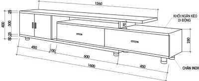 Kệ tivi gỗ công nghiệp MDF mầu trắng
