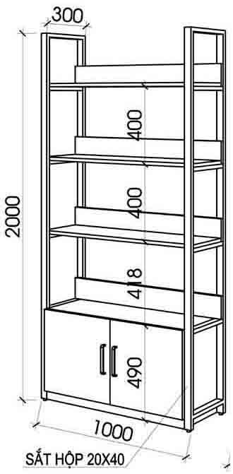 Kệ đă năng chân sắt rộng 100cm thiết kế
