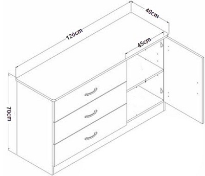 Tủ để đồ gia dụng gỗ MDF rộng 120cm mầu trắng