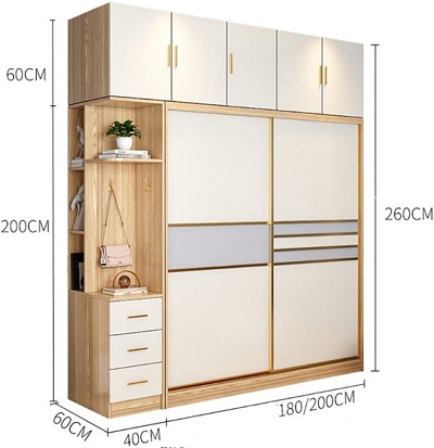 Thiết kế chi tiết tủ quần áo gỗ ép công nghiệp 180x60x200cm