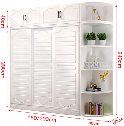 Tá»§ quần áo cá»a lùa tân cổ Ä‘iển GMDF131 Rá»™ng 240cm x Sâu 50cm x Cao 240cm