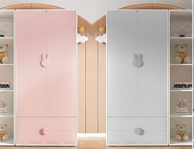 Tủ quần áo gỗ kèm kệ tiện lợi cho bé mà u hồng