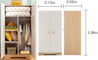 Tủ quần áo mini 2 cánh cho bé GMDF128 bằng Gỗ MDF lõi xanh phủ Melamine