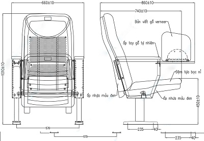 thiết kế Ghế há»™i trưá»ng Hòa Phát TC01B
