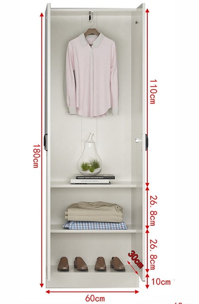 Thiết kế tủ quần áo rộng 60cm giá rẻ