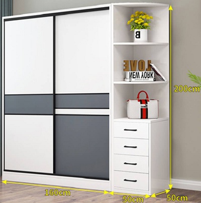 Tá»§ quần áo ba mầu cánh trượt sang trá»ng hiện đại