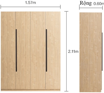 Tá»§ đựng quần áo gia đình 157cm gá»— ép thiết kế tá»§ chÃnh