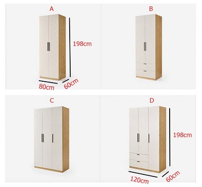 Tủ treo quần áo bằng gỗ có ngăn kéo và không ngăn kéo