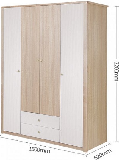 Tá»§ áo bằng gá»— được chia ngăn khoa há»c, ngăn kéo tiện lợi 1500mm