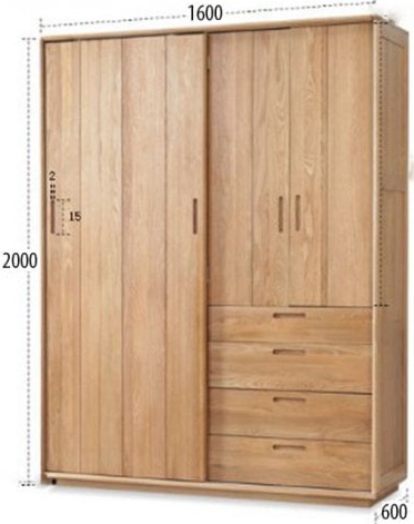 Thiết kế tá»§ quần áo cánh lùa cánh mở 4 ngăn kéo kÃch thước 1m6