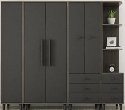Tủ quần áo màu xám thiết kế trọn bộ gồm 4 tủ